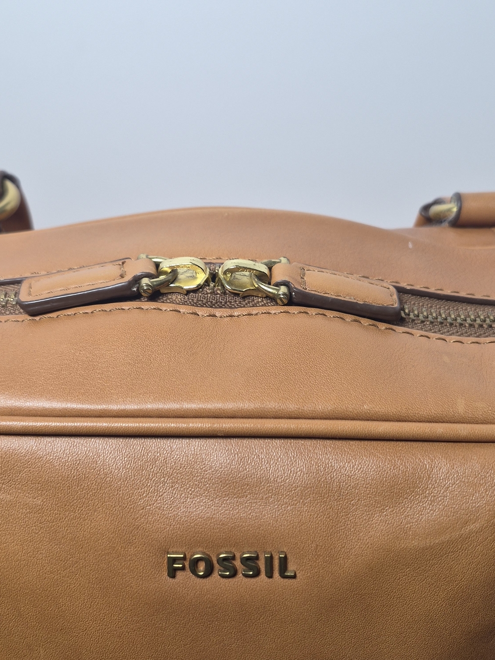 Fossil Maddox Leather Satchel Cognac Brown Shoulder Bag Doctor Bag Handbag - Picture 5 of 14